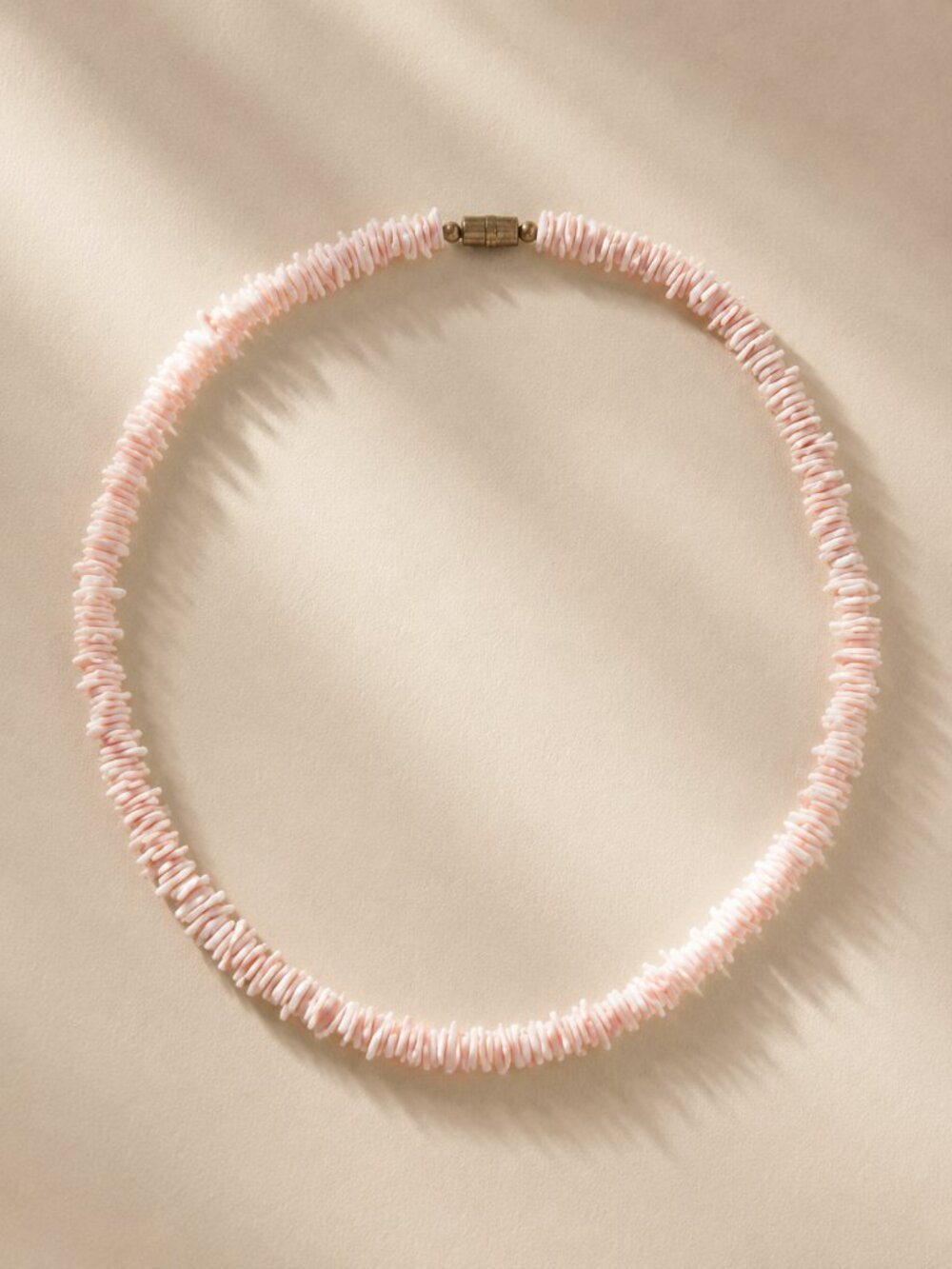 Vintage Pale Pink Peach Shell Chip Coastal Boho Beachy Minimalist 16" Necklace
